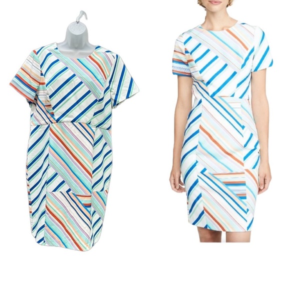 BLACK HALO Women's Size 18 Jodee In Frosty Stripe Mini Sheath Dress - Picture 1 of 10